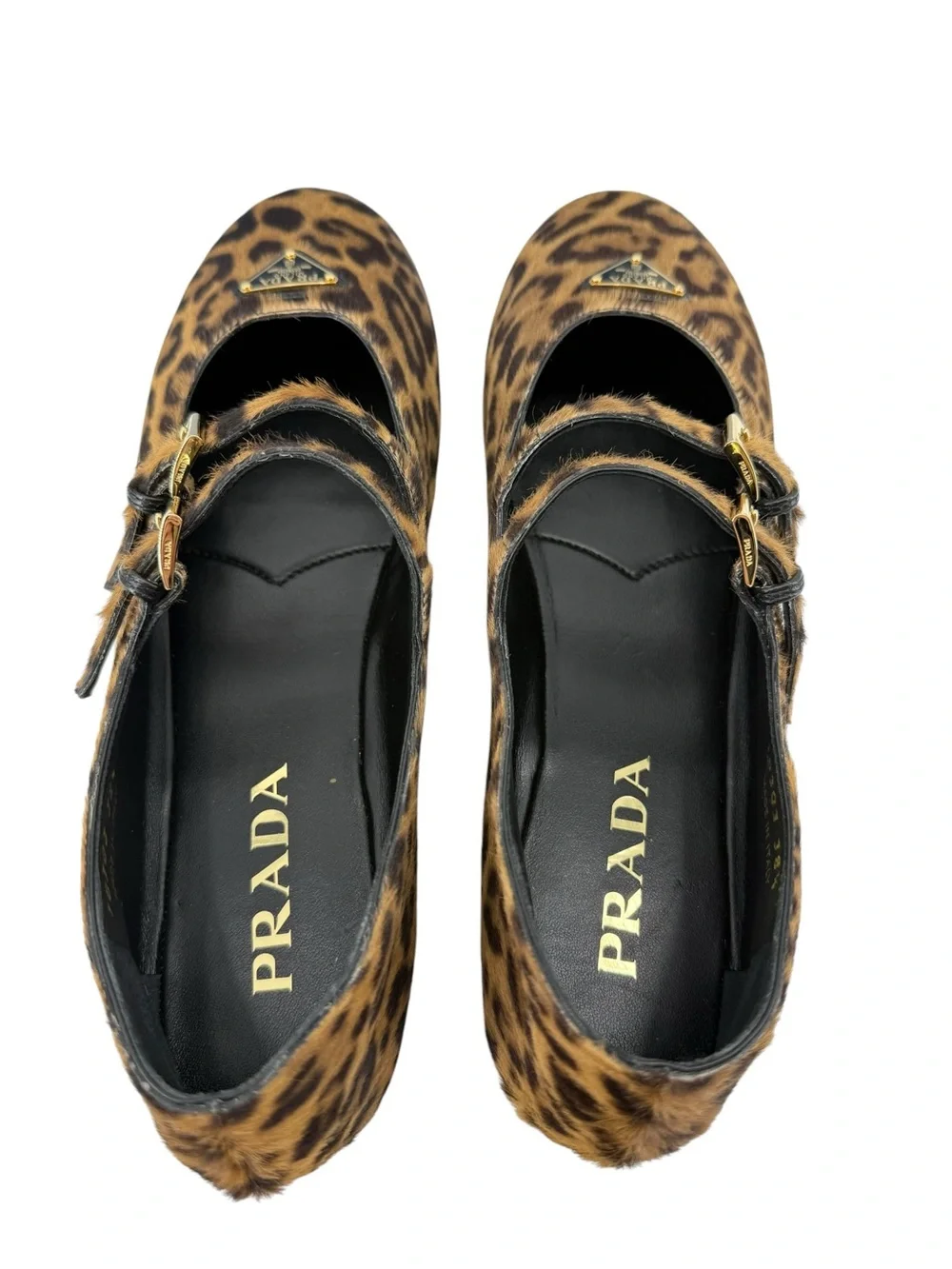 Prada Leopard Haircalf Double Strap Ballet Flats 38.5 US 8.5 NIB Current Style - Picture 11 of 17